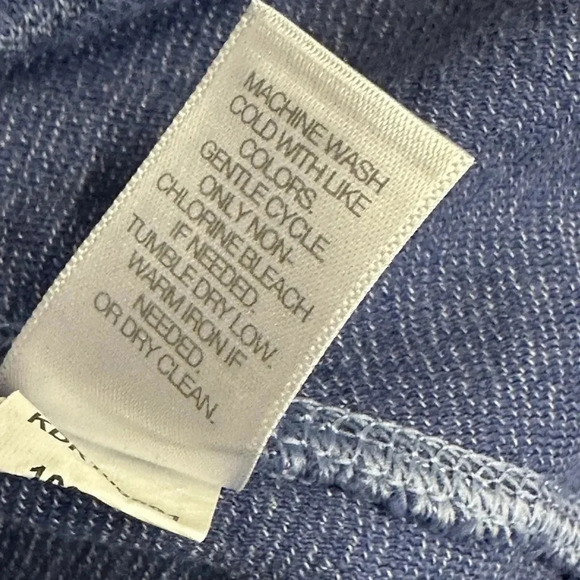 J. Jill Blue Contrast Stripe Round Neck Long Sleeve Cotton Sweater Dress sz l - Picture 9 of 11